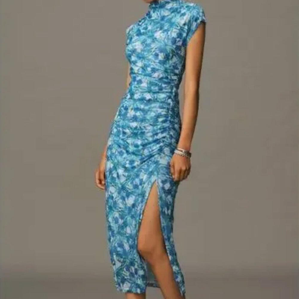 Nwot By Anthropologie The Maya Bue Floral Mesh Midi Maxi Dress XL